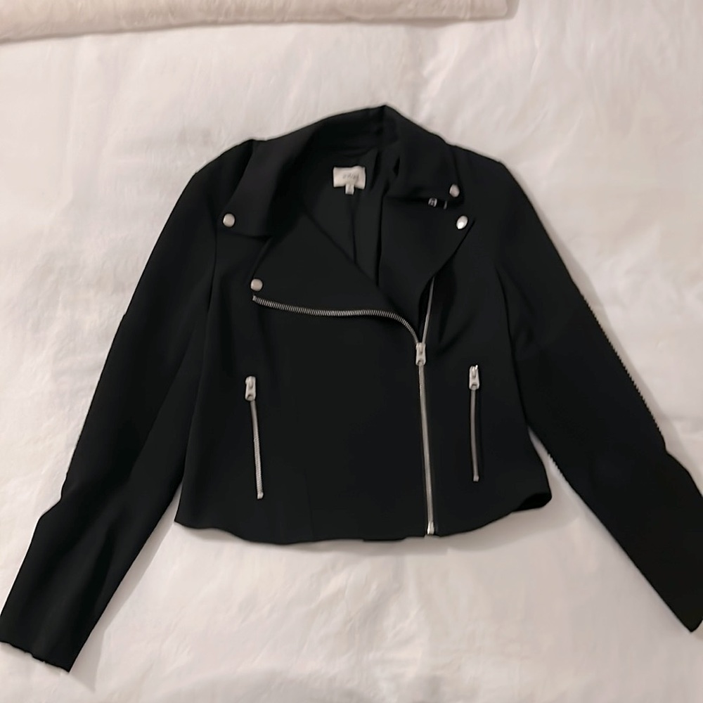 Women’s Wilfred Black Crepe Moto Jacket Size 10